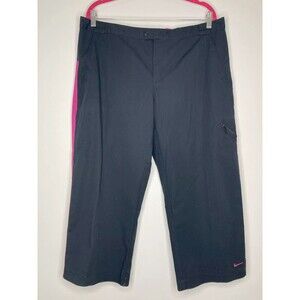 Nike Athletic Capri Pants Women XL (16-18) Black Pink Elastic Waist Cargo NWT